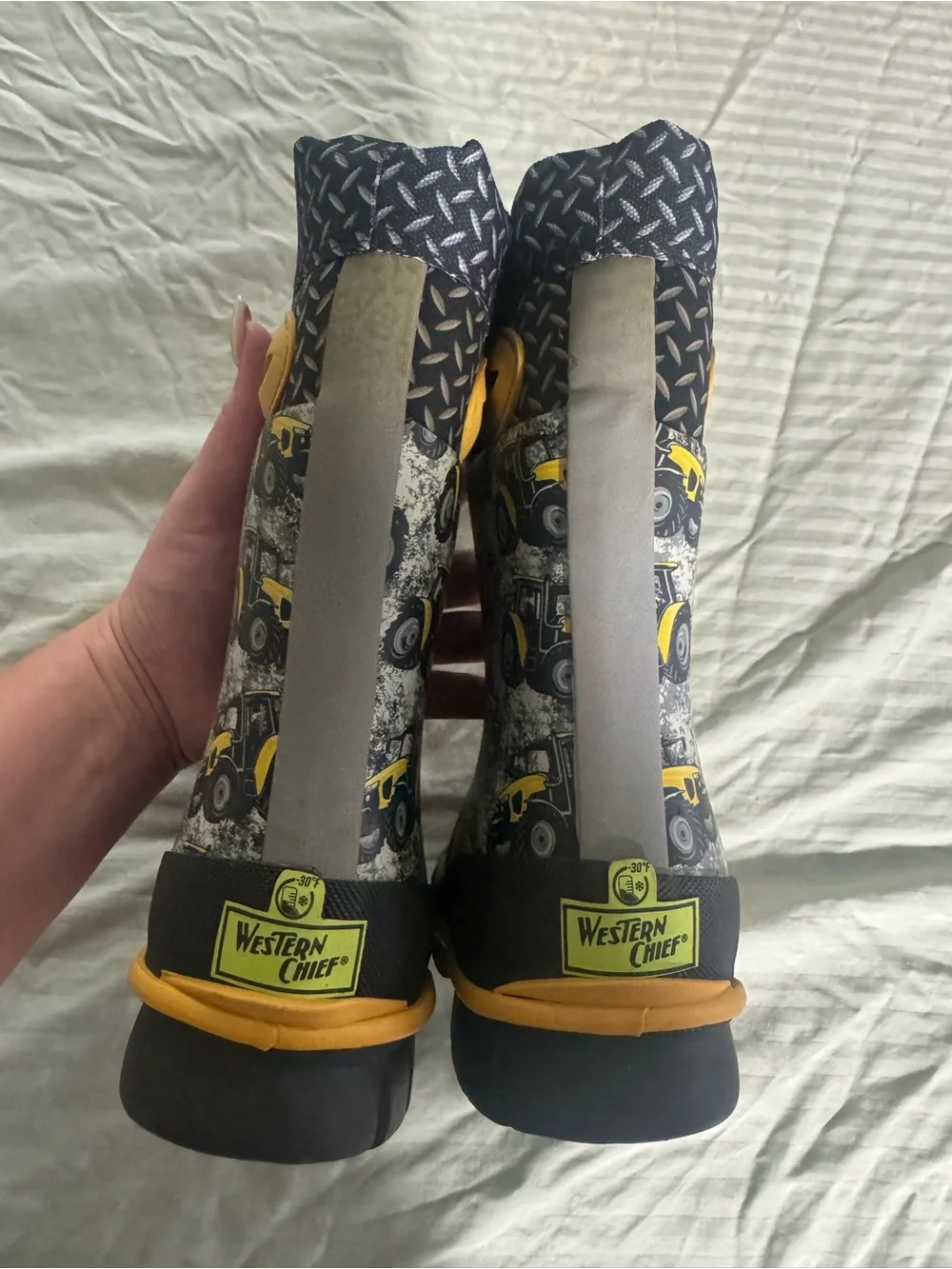 Western Chief Yellow & Gray Tractor Kids waterproof Winter Boots